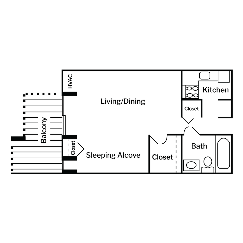 ST Floor Plans Centered White Background - Studio Suite With Alcove