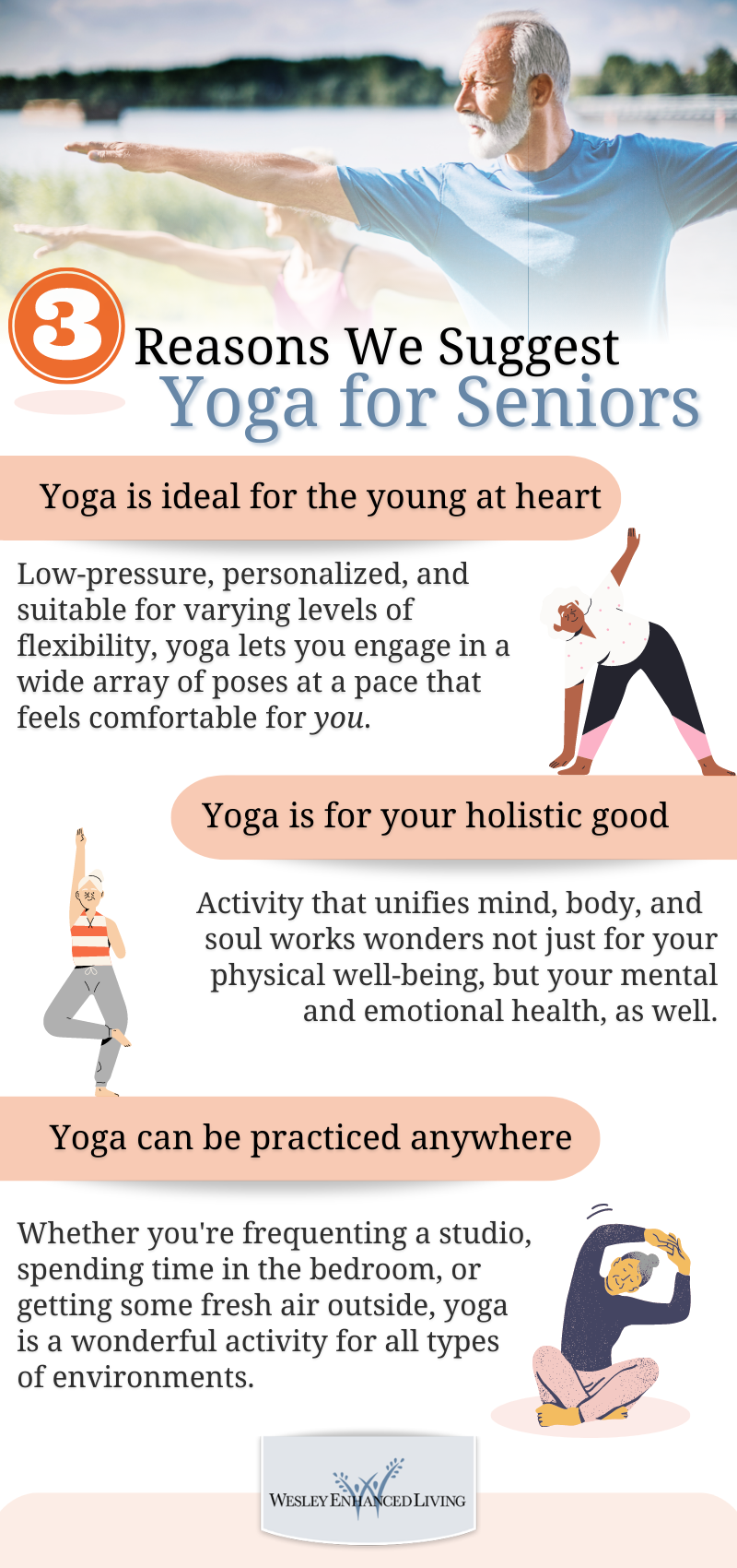 an infographic depicting the benefits of yoga for seniors
